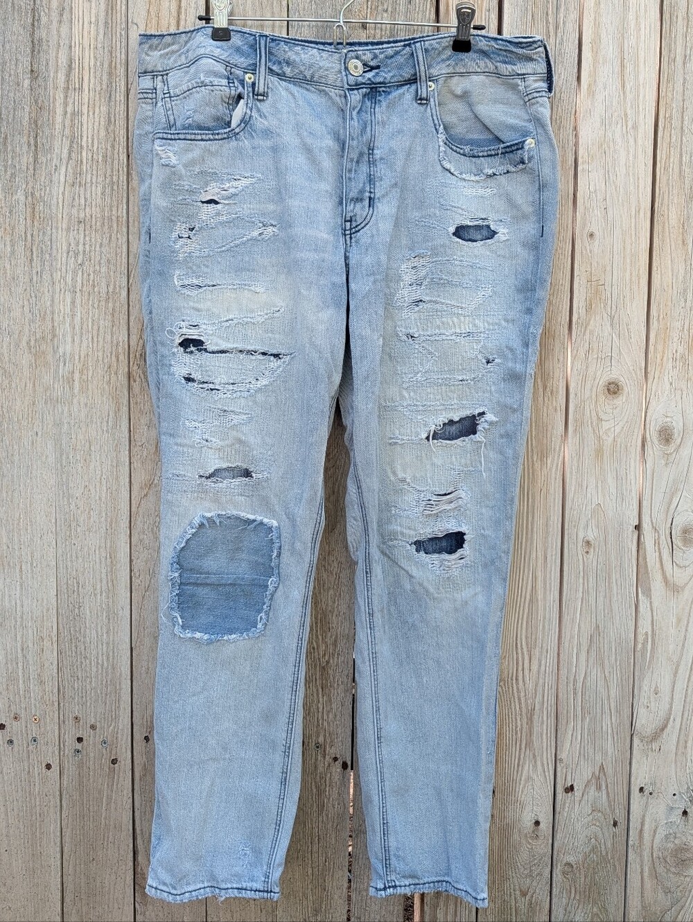 Light Blue Distressed Women's Tomgirl Jeans - Patched Casual Fit 14